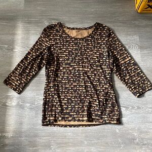 Madison Animal Print and Stripes 3/4 Length Sleeve Tee
